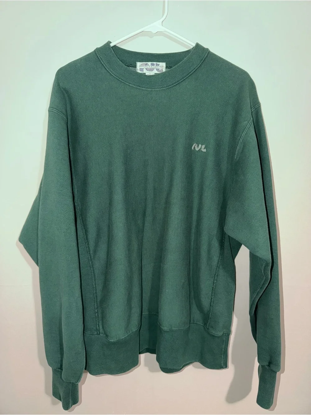 Vintage 90s Noble & Locke Green Crewneck Sweatshirt Size L Minimalist
